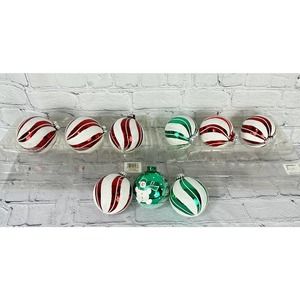 9 G&D Glass Christmas Ornaments Striped Mica Style Design High Quality!